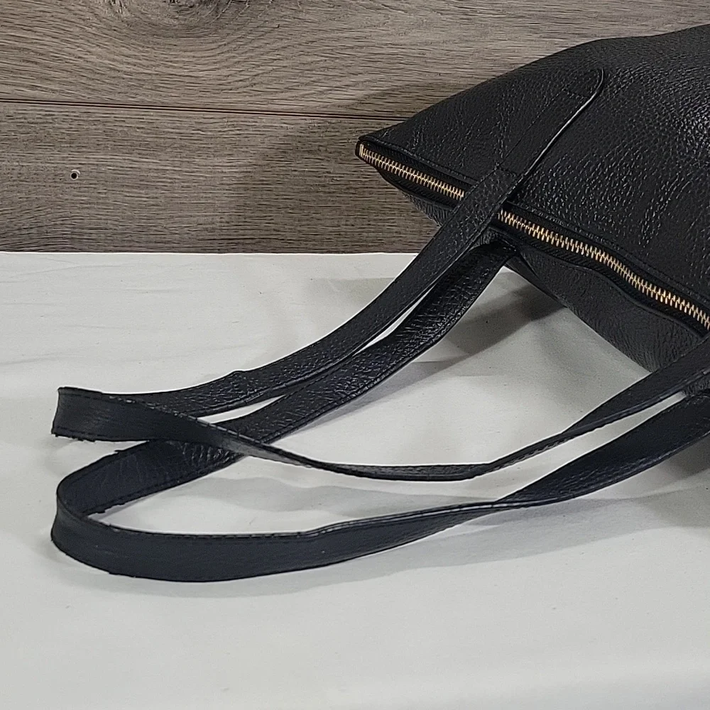 Cuyana Black Pebble Leather Tote Shoulder Bag